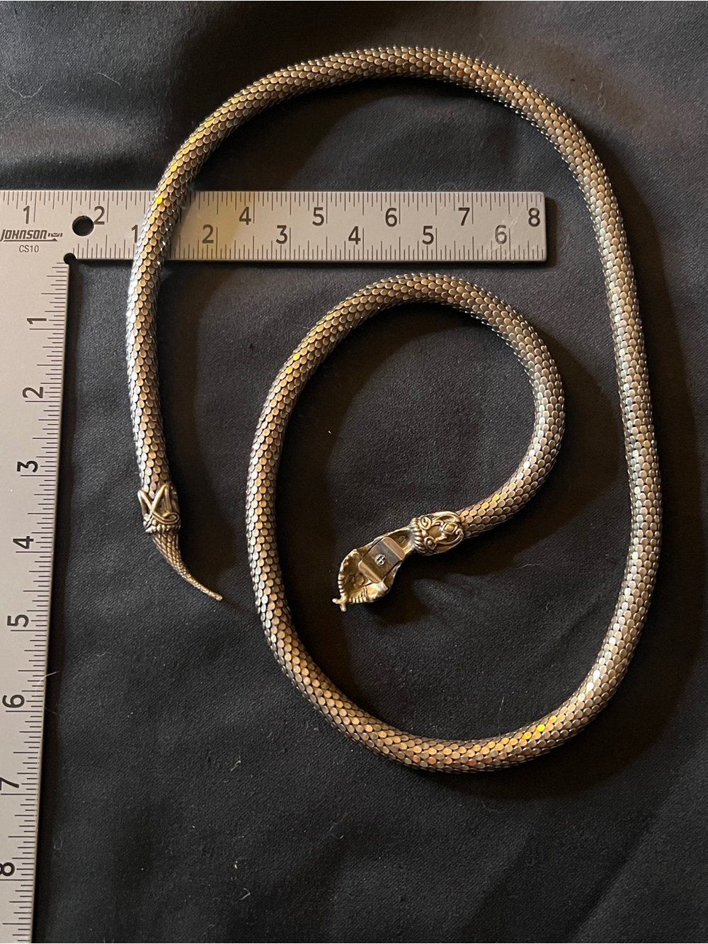DL Auld Vintage Chainmail Mesh Snake Belt Necklace Silver Gunmetal Lariat 40” - Picture 9 of 14